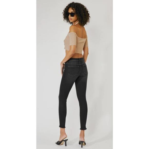 KanCan High Rise Leo Ankle Skinny Dark Grey Hem Jeans Women Sz 11/29 KC9216DG - Picture 3 of 7